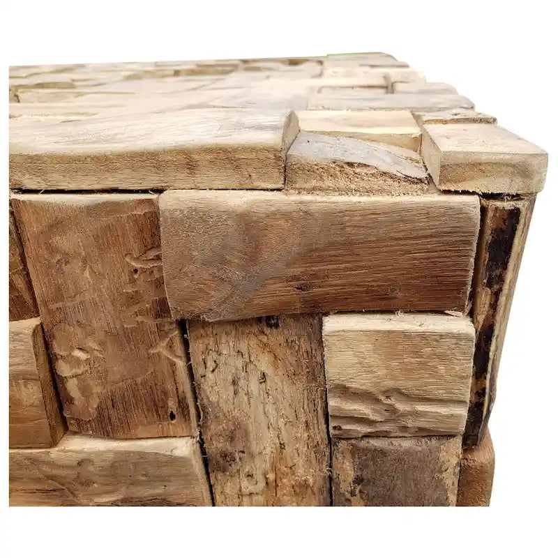 Table basse puzzle en bois de teck recyclé de 32 pouces