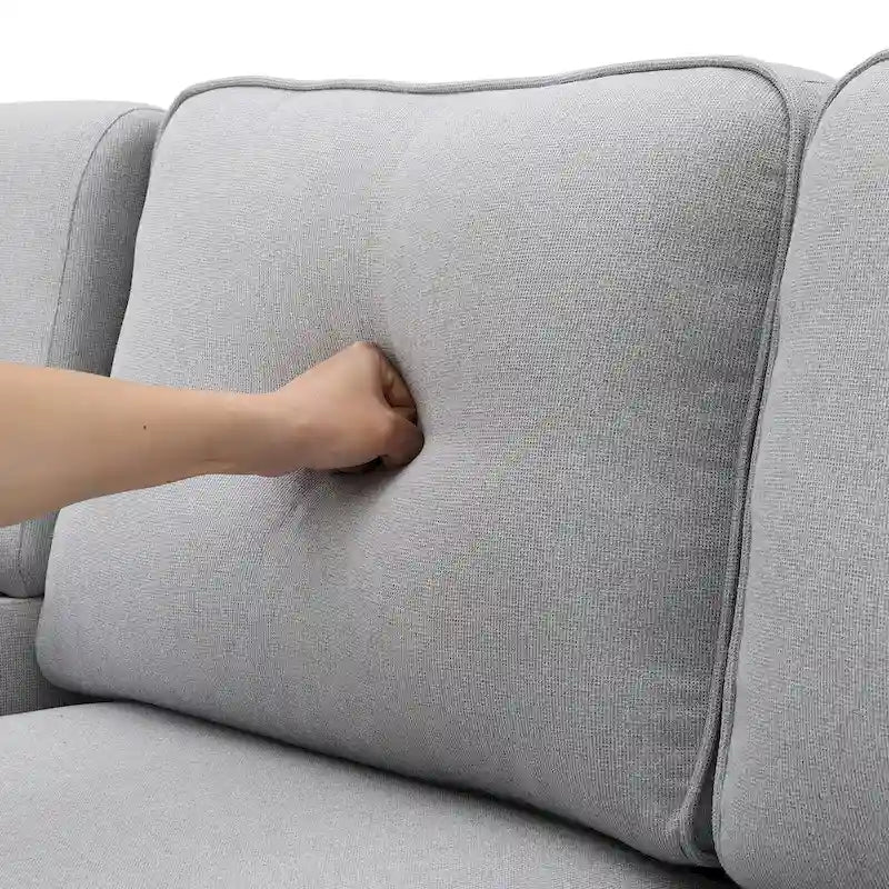 Canapé moderne 4 places en lin avec ressorts ensachés, pochettes sur les accoudoirs et 4 coussins