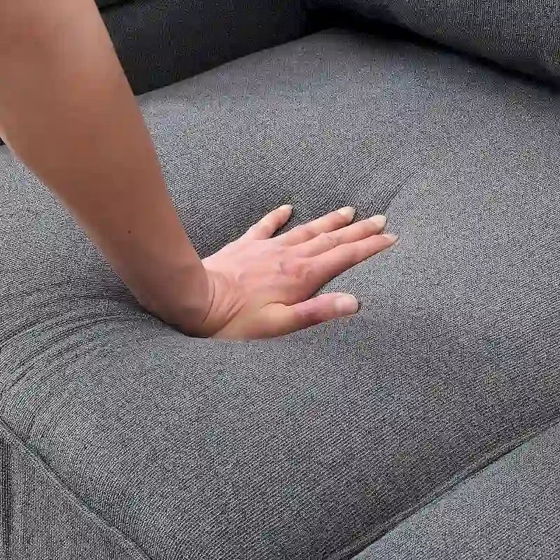 Canapé moderne 4 places en lin avec ressorts ensachés, pochettes sur les accoudoirs et 4 coussins