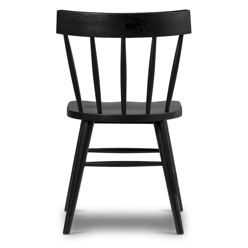 Chaise de salle à manger Windsor en chêne massif avec dossier à barreaux et pieds fuselés