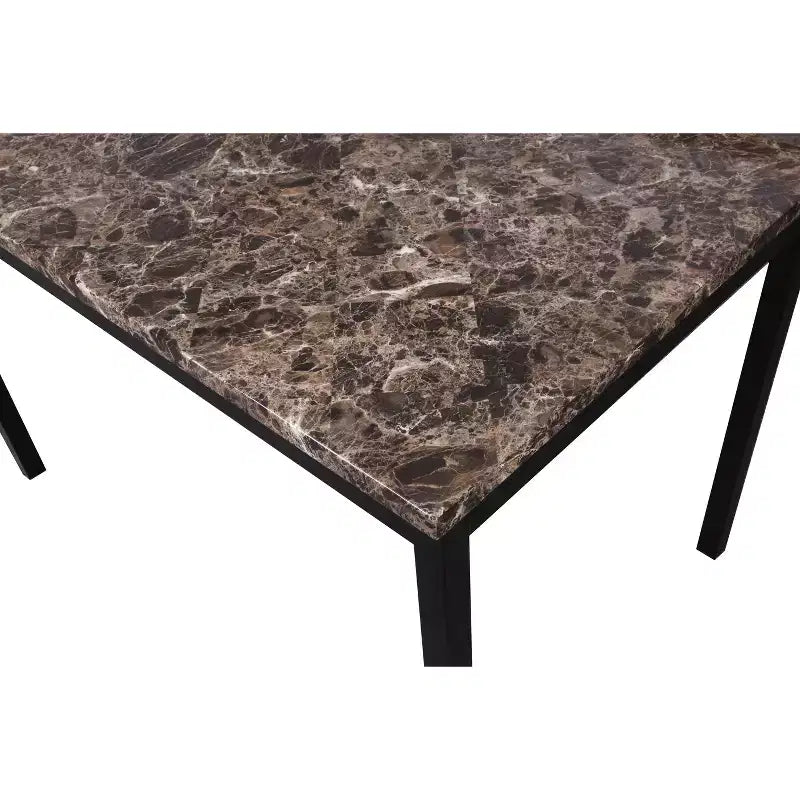 Citico 5-Piece Metal Dinette Set with Laminated Faux Marble Top, Red