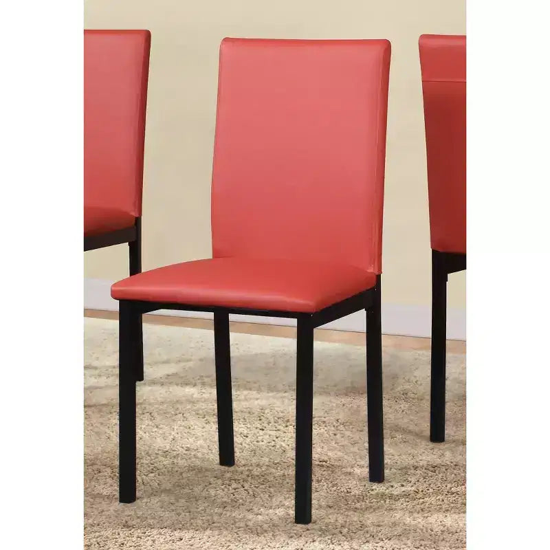 Roundhill Furniture Citico 5-Piece Dinette Set with Laminated Off-white Faux Marble Top, 4 Red Chairs
