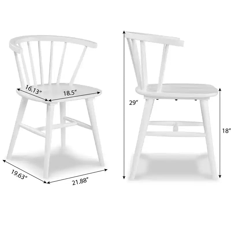 Roundhill Furniture Edo Wood 5-Piece Dining Set, Trestle Dining Table with 4 Windsor Chairs, White