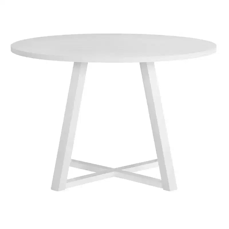 Roundhill Furniture Edo Wood 5-Piece Dining Set, Trestle Dining Table with 4 Windsor Chairs, White
