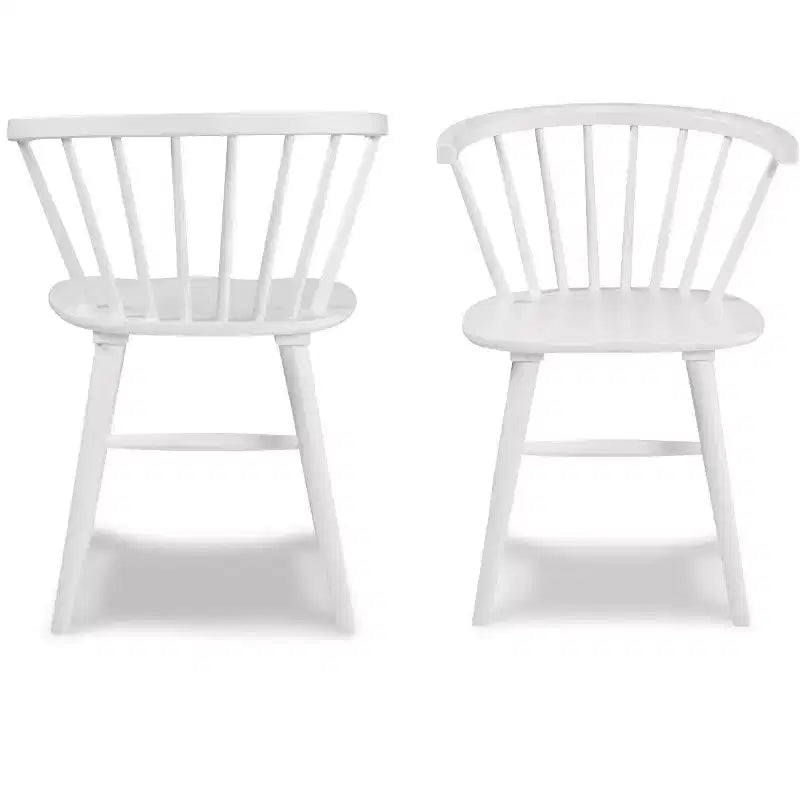 Roundhill Furniture Edo Wood 5-Piece Dining Set, Trestle Dining Table with 4 Windsor Chairs, White