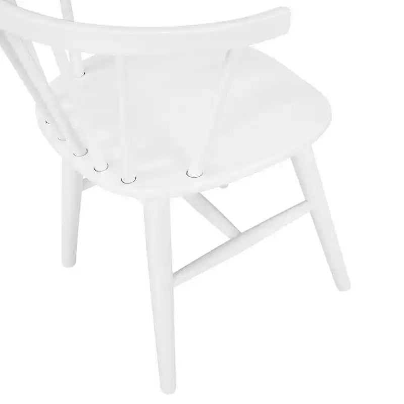 Roundhill Furniture Edo Wood 5-Piece Dining Set, Trestle Dining Table with 4 Windsor Chairs, White