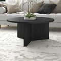 Table basse ronde scandinave avec piètement en X — 91 cm | 3 finitions effet bois