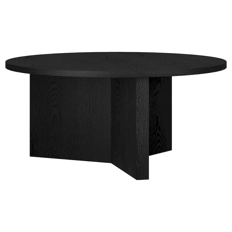 Table basse ronde scandinave avec piètement en X — 91 cm | 3 finitions effet bois