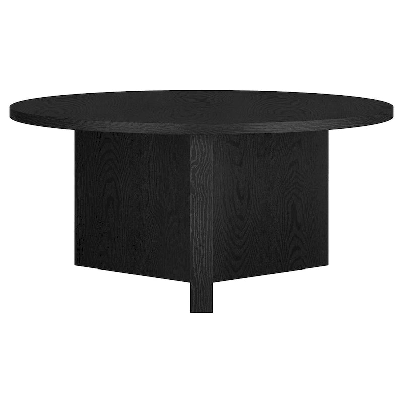 Table basse ronde scandinave avec piètement en X — 91 cm | 3 finitions effet bois