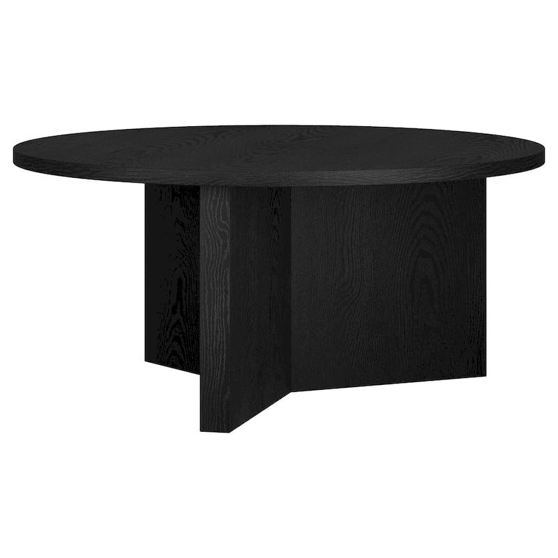 Table basse ronde scandinave avec piètement en X — 91 cm | 3 finitions effet bois
