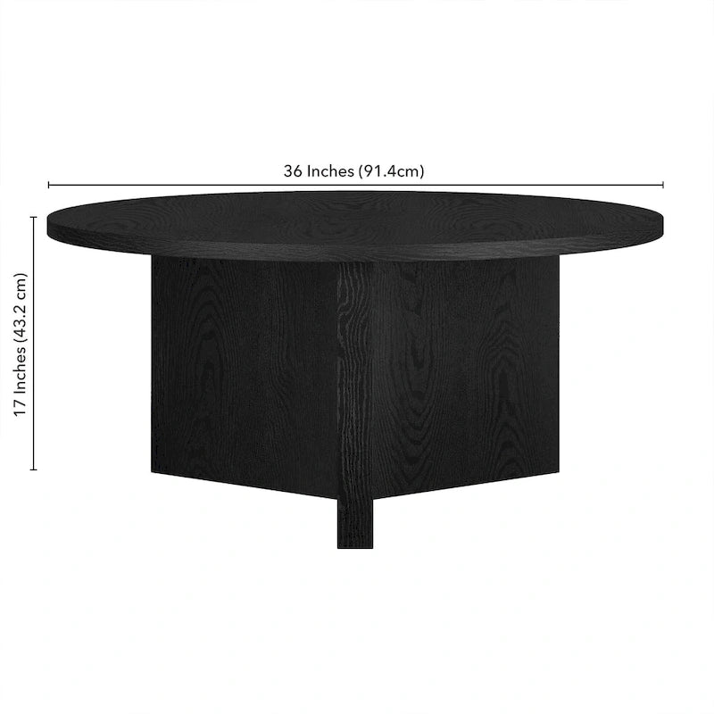 Table basse ronde scandinave avec piètement en X — 91 cm | 3 finitions effet bois