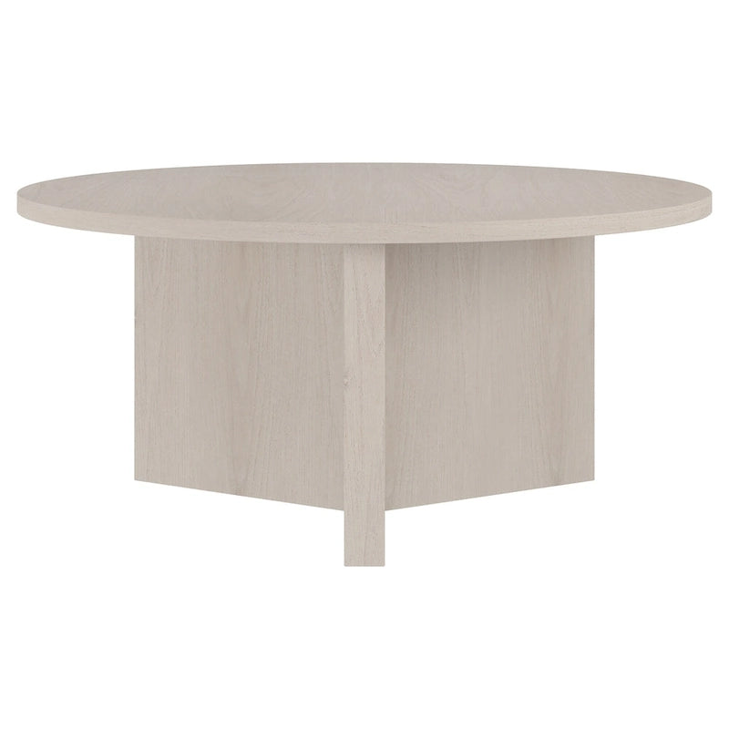 Table basse ronde scandinave avec piètement en X — 91 cm | 3 finitions effet bois
