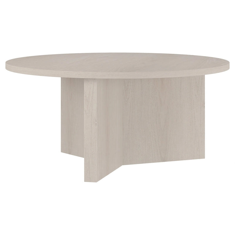 Table basse ronde scandinave avec piètement en X — 91 cm | 3 finitions effet bois