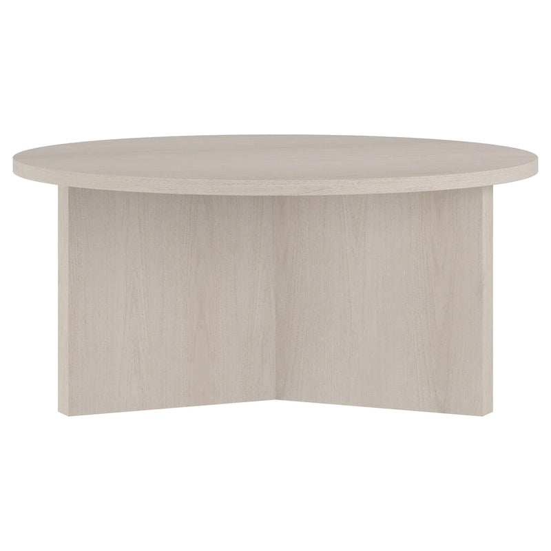 Table basse ronde scandinave avec piètement en X — 91 cm | 3 finitions effet bois