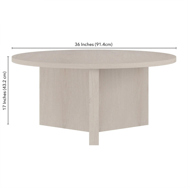 Table basse ronde scandinave avec piètement en X — 91 cm | 3 finitions effet bois
