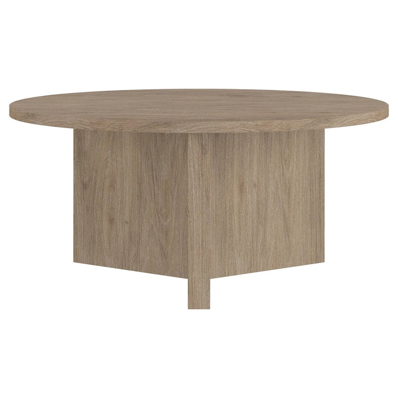 Table basse ronde scandinave avec piètement en X — 91 cm | 3 finitions effet bois