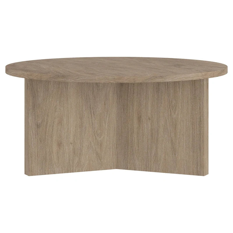 Table basse ronde scandinave avec piètement en X — 91 cm | 3 finitions effet bois
