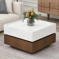 Table basse rotative à 360° à 2 niveaux avec 2 tiroirs et plateau brillant