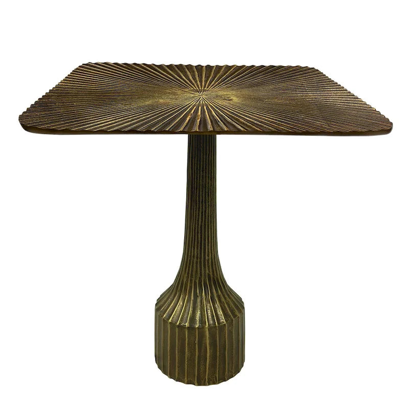 Table d'appoint cannelée en aluminium avec finition laiton antique