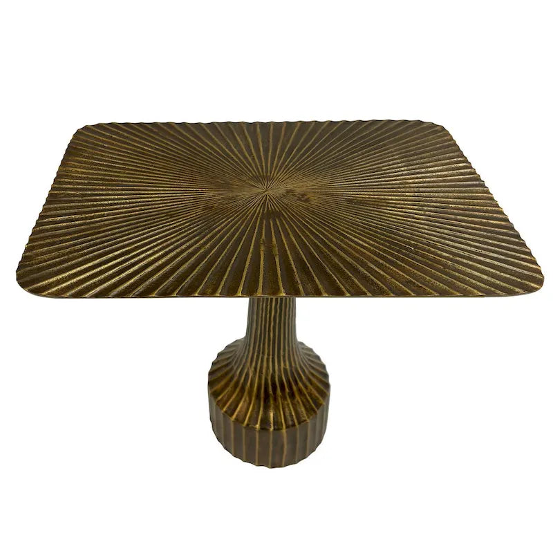 Table d'appoint cannelée en aluminium avec finition laiton antique