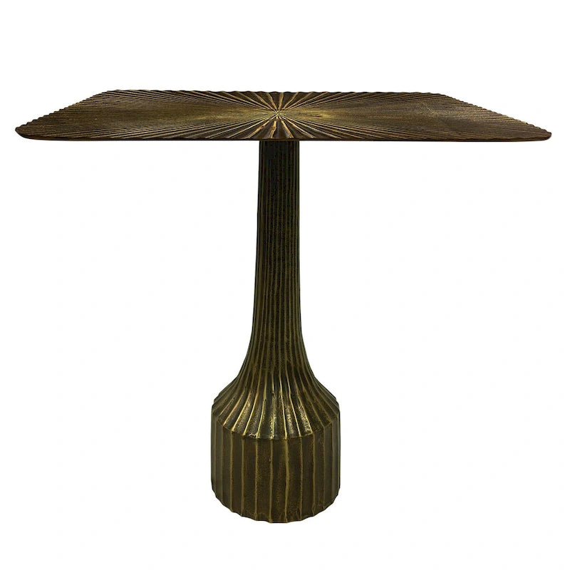 Table d'appoint cannelée en aluminium avec finition laiton antique