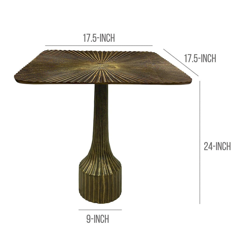 Table d'appoint cannelée en aluminium avec finition laiton antique
