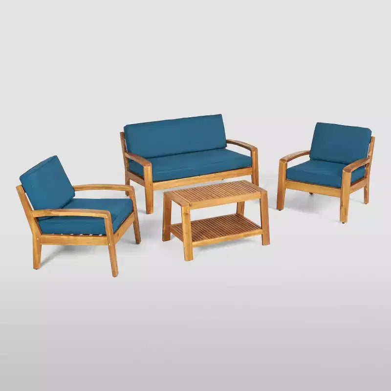 4pc Grenada Acacia Patio Chat Set - Christopher Knight Home