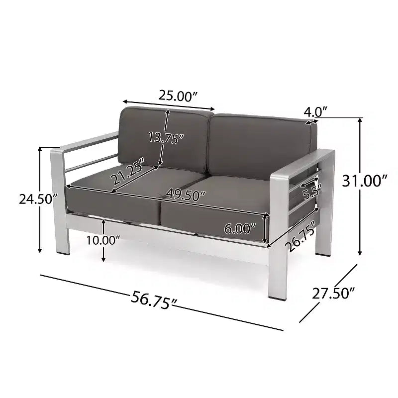 Cape Coral 5pc Aluminum and MGO Seating Set with Fire Table - Christopher Knight Home