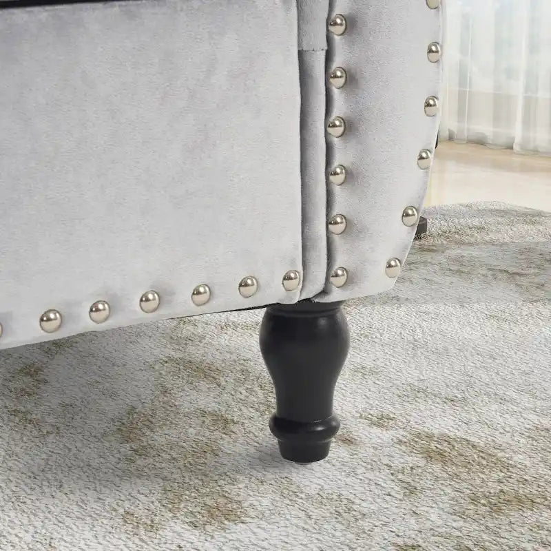 Banc Pouf de Rangement en Velours avec Clous Décoratifs et Rangement Dissimulé — 130 cm | 4 Couleurs
