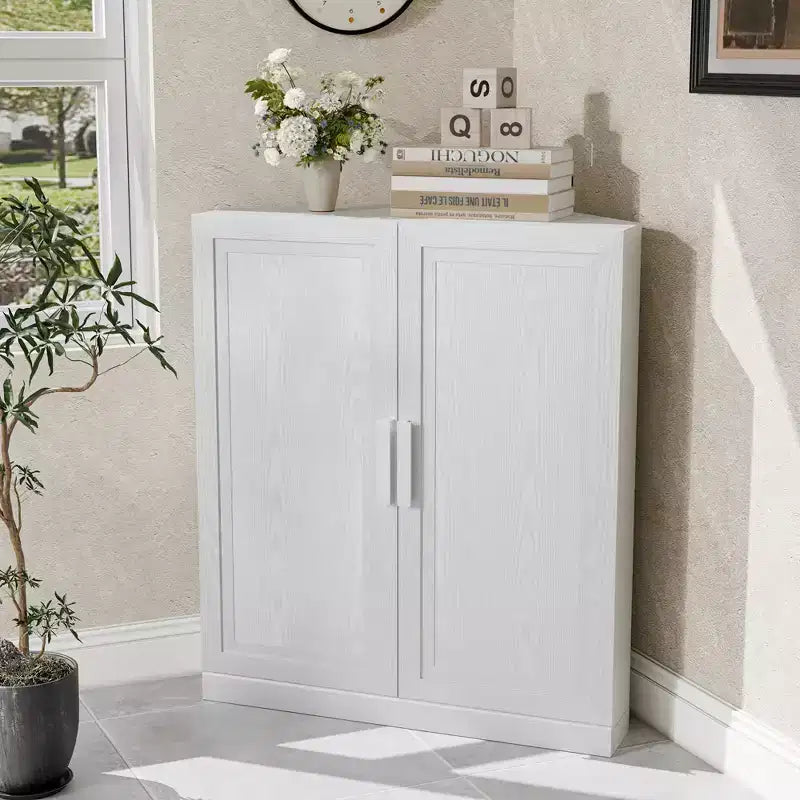 Dovelina Corner Cabinet with Adjustable Shelves Sideboard Buffet Wine Cabinet Kitchen and Dining Cabinet with Wood Doors - 31H x 31W, 36H x 31W