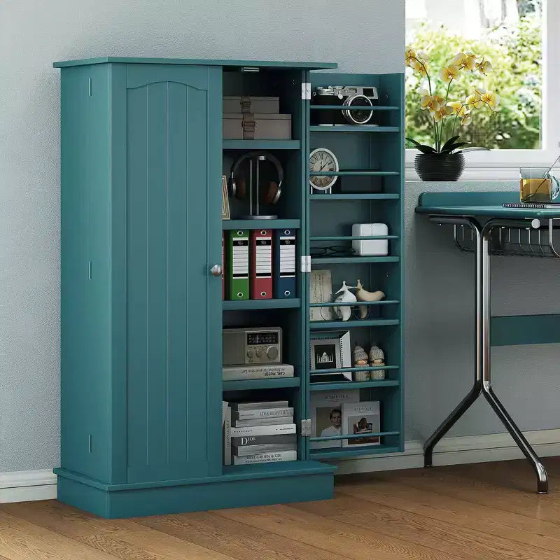 HOMCOM 41 Kitchen Pantry, 2-Door Kitchen Cabinet with 5-tier Storage Shelving, 12 Spice Racks and Adjustable Shelves for Dining Room