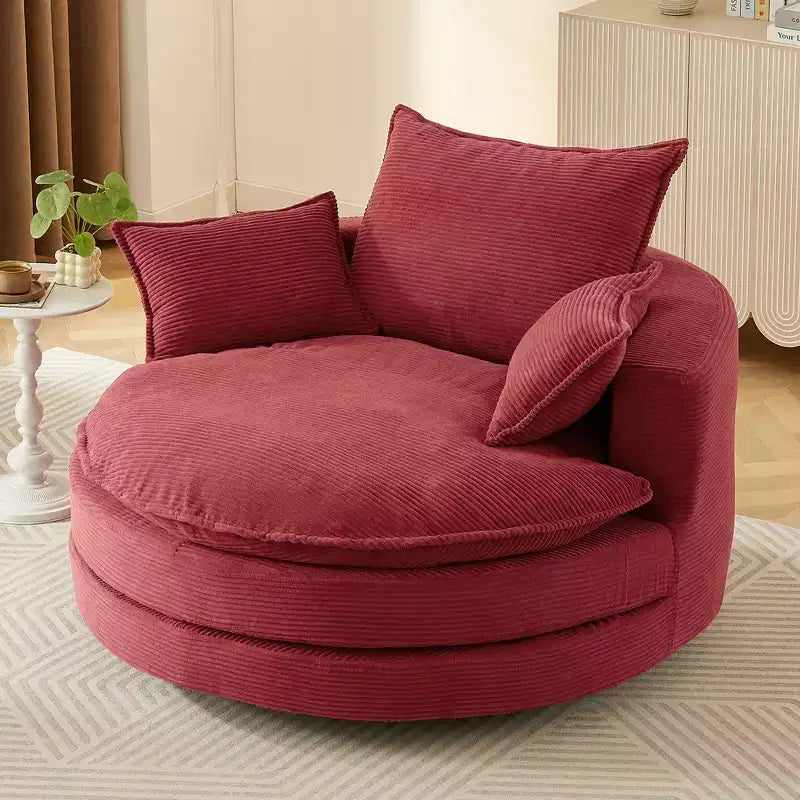 360 Swivel Accent Chair, Barrel Chair Swivel Round Sofa Chair with Cushion for Living Room