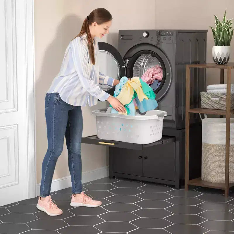 Black / White Heavy-Duty Metal Washer & Dryer Pedestal Stand ¨C Single Unit, Anti-Vibration