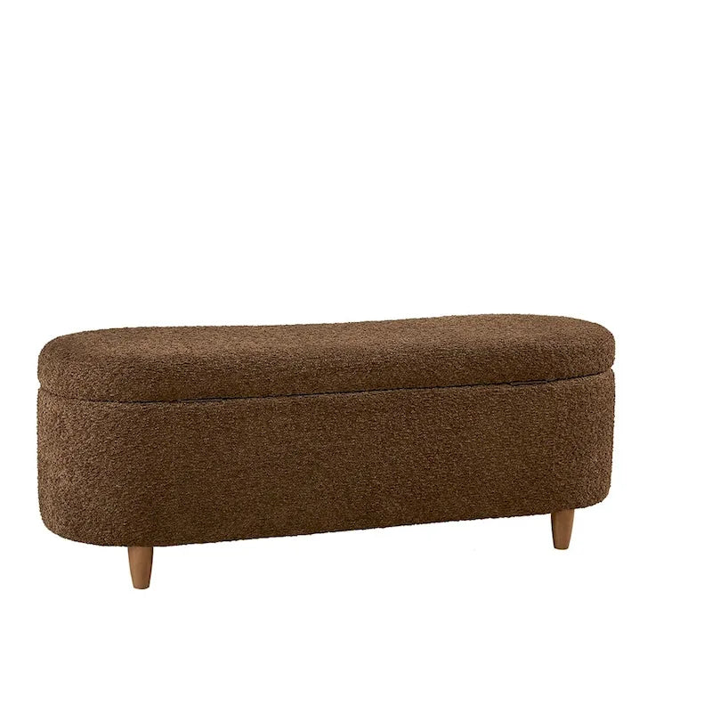 INK+IVY Bailey Taupe Boucle Flip Top Storage Bench