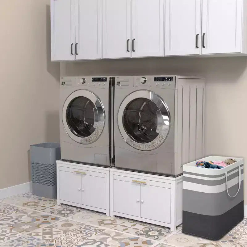 Black / White Heavy-Duty Metal Washer & Dryer Pedestal Stand ¨C Single Unit, Anti-Vibration