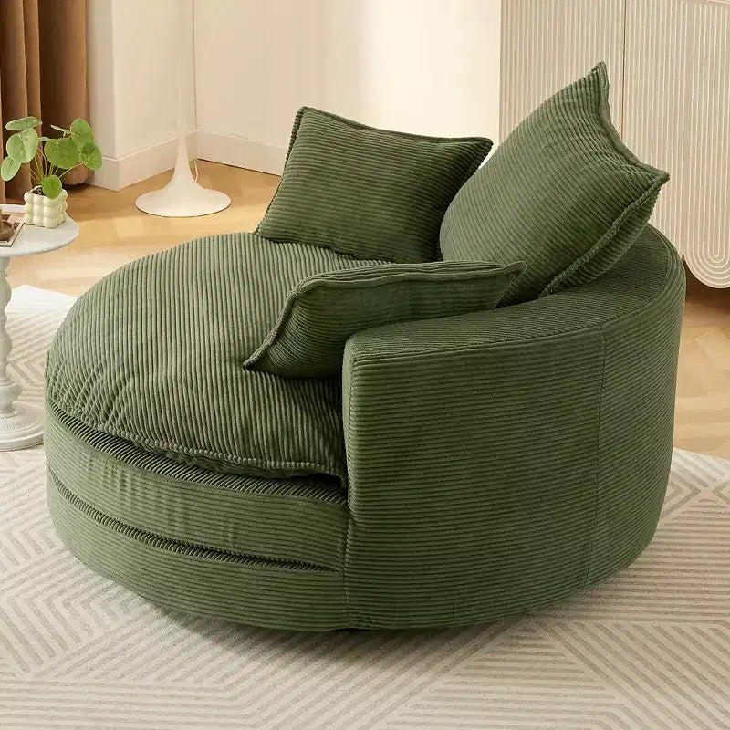 360 Swivel Accent Chair, Barrel Chair Swivel Round Sofa Chair with Cushion for Living Room