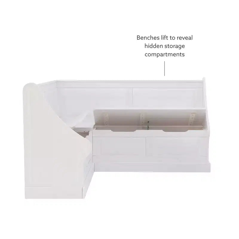 Tobin Traditional Solid Wood Backless Storage Corner Nook Breakfast Bench Cushion White - Linon