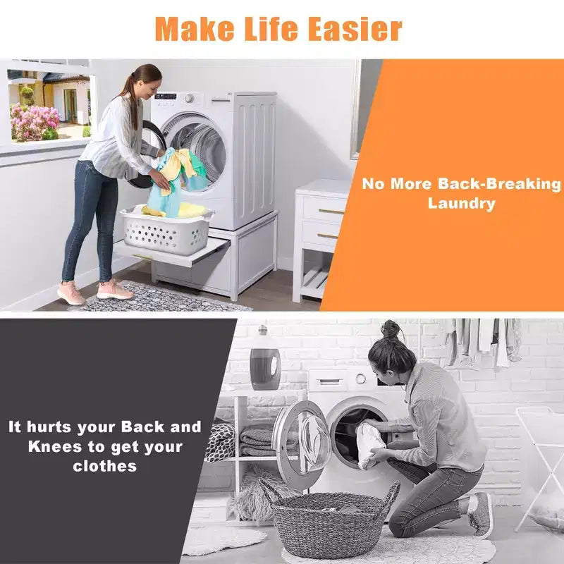 Black / White Heavy-Duty Metal Washer & Dryer Pedestal Stand ¨C Single Unit, Anti-Vibration