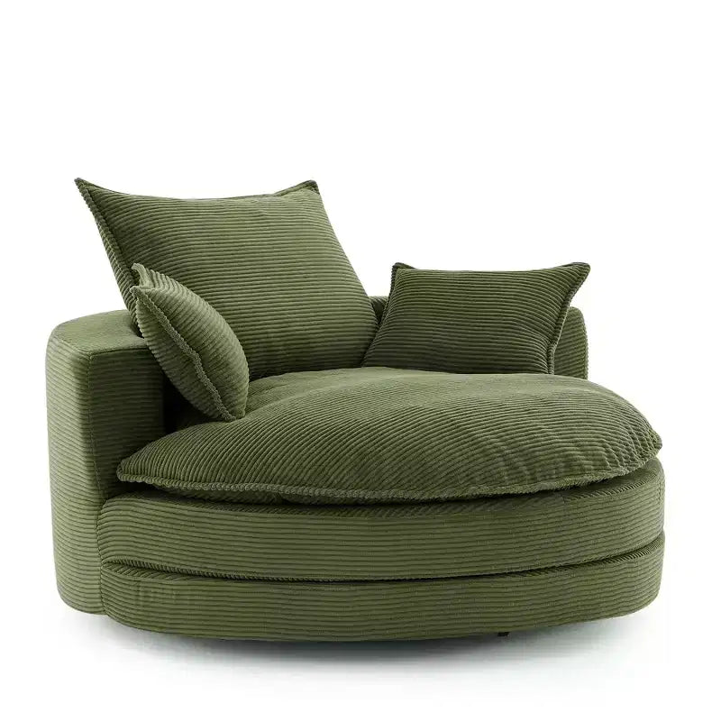 360 Swivel Accent Chair, Barrel Chair Swivel Round Sofa Chair with Cushion for Living Room
