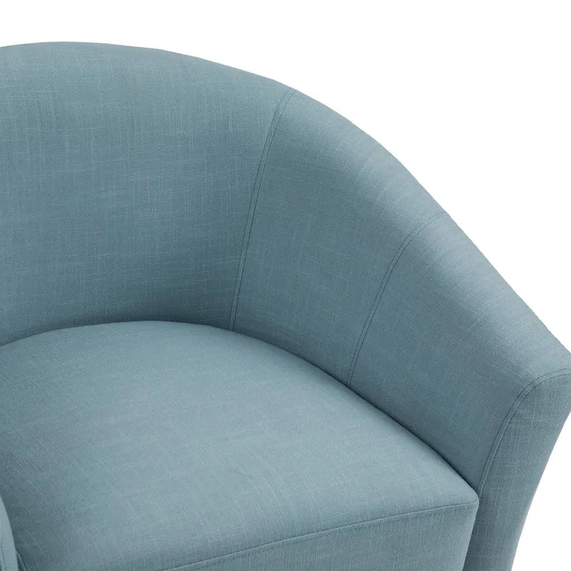 2 Set Modern Linen Barrel Accent Chairs Club Armchair