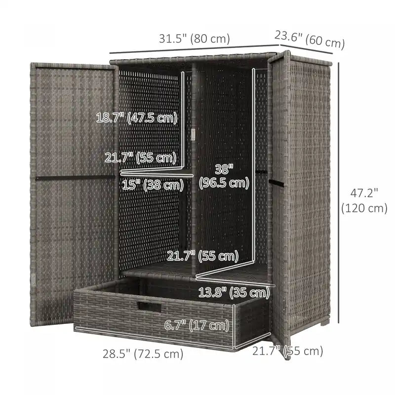 Wicker Outdoor Storage Cabinet, Pool Towel Storage Cabinet