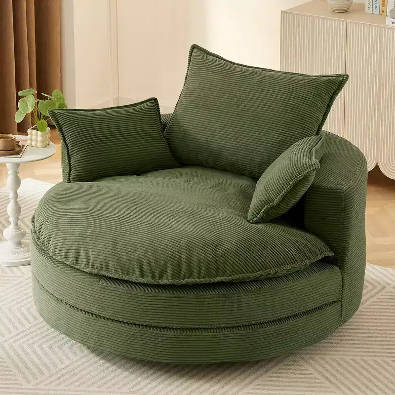 360 Swivel Accent Chair, Barrel Chair Swivel Round Sofa Chair with Cushion for Living Room