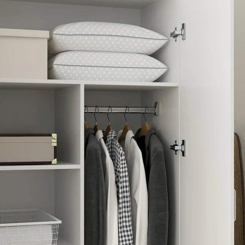 2-Door Wardrobe Armoires Freestanding Bedroom Armoire with Hanging Rod