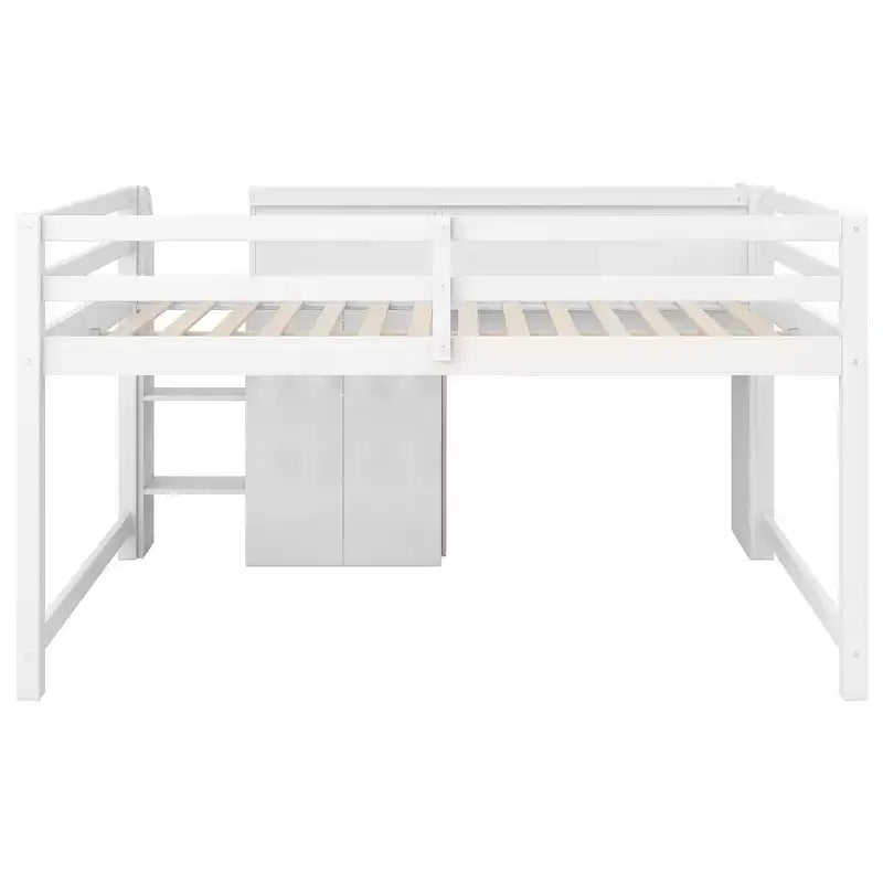 Pink/White Low Loft Bed with Desk, Storage & Whiteboard ¨C Twin, 1-Person