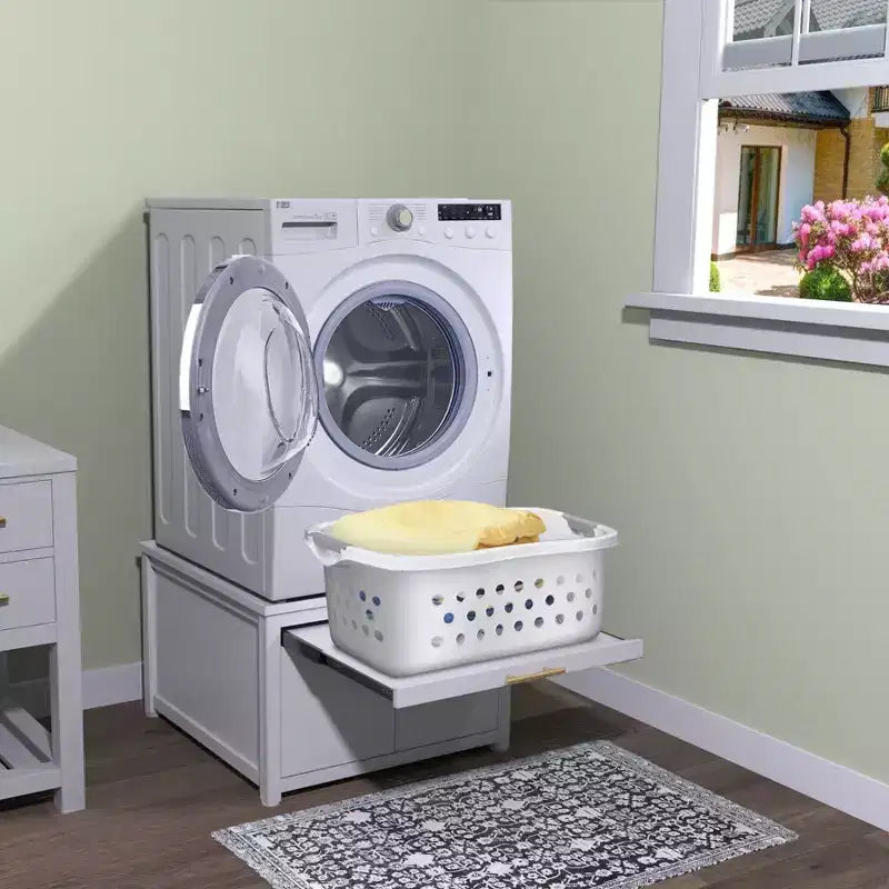 Black / White Heavy-Duty Metal Washer & Dryer Pedestal Stand ¨C Single Unit, Anti-Vibration