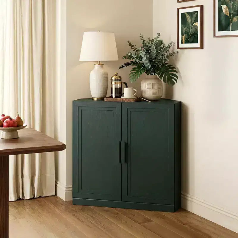 Dovelina Corner Cabinet with Adjustable Shelves Sideboard Buffet Wine Cabinet Kitchen and Dining Cabinet with Wood Doors - 31H x 31W, 36H x 31W