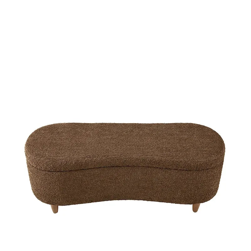 INK+IVY Bailey Taupe Boucle Flip Top Storage Bench