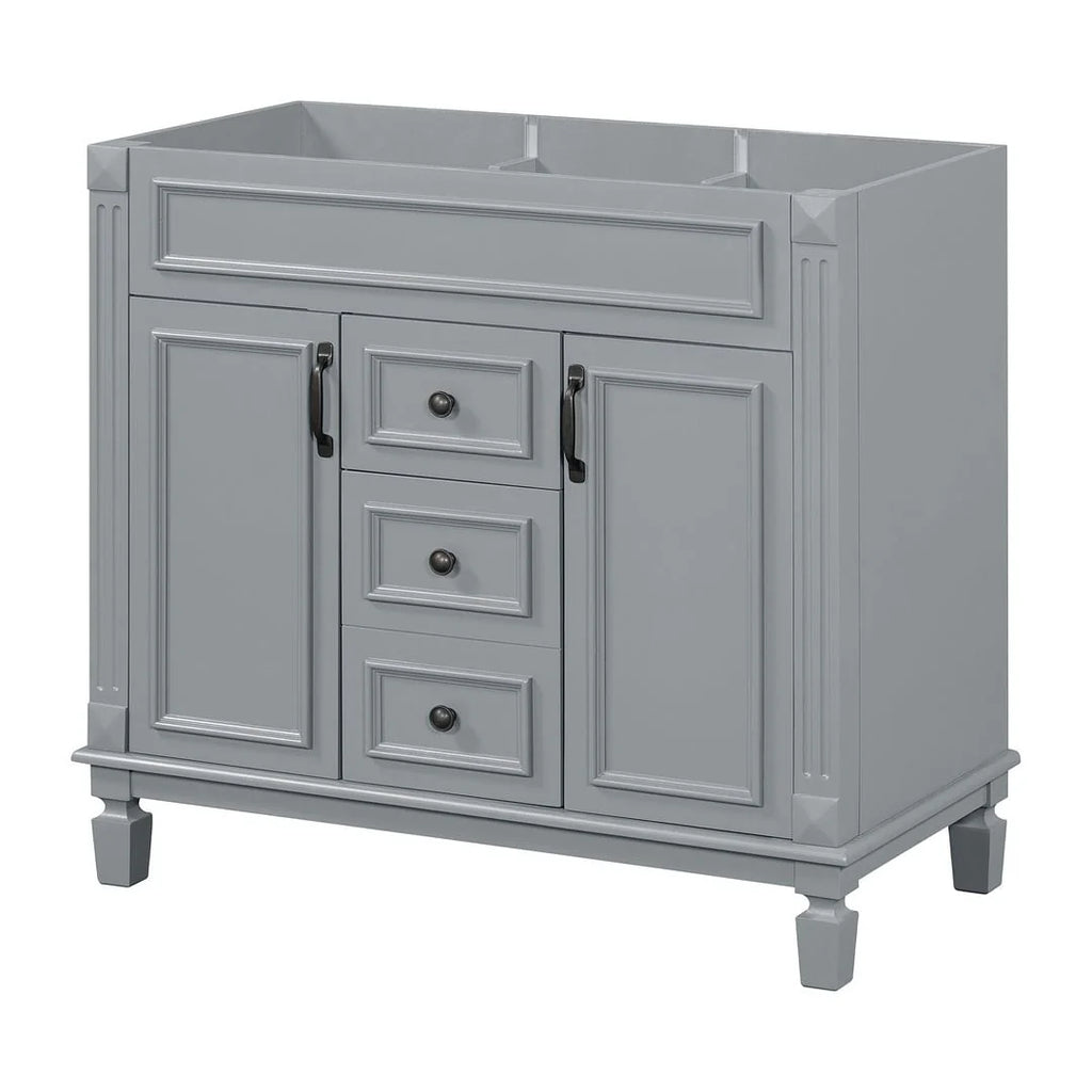 36'' Modern Bathroom Vanity with Top Sink and Mirror Cabinet,2 Doors and 2 Drawers