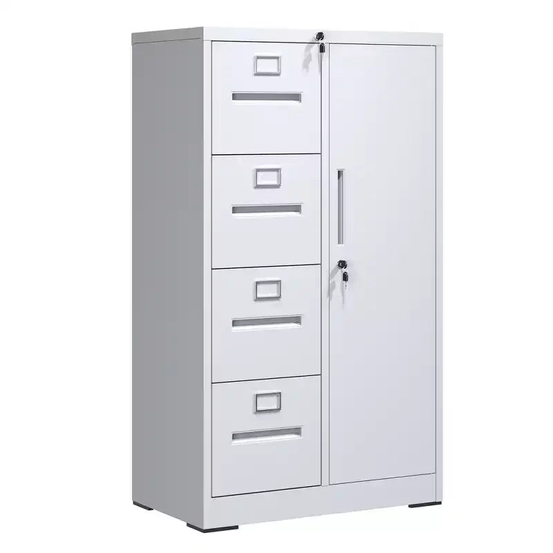 Metal Storage Vertical Filing Cabinet with Lock, Steel File Locker with 4 Drawers