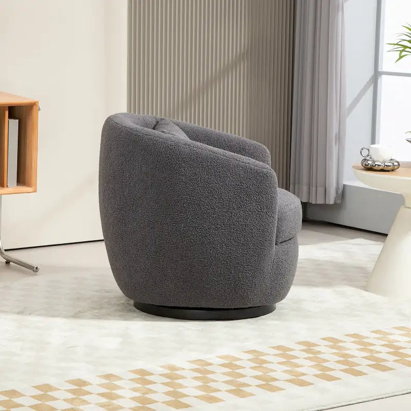 Upholstered Swivel Barrel Armchair with Storage Modern Living Room Side Chair for Bedroom/Office/Reading Spaces